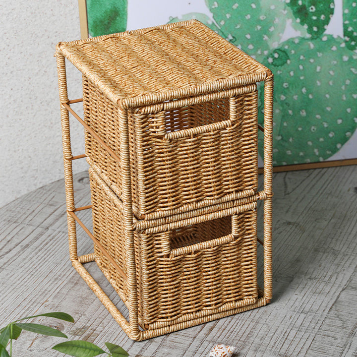 Unisex Stackable Storage Basket with Two Compartments Made of Natural Material Bowlift