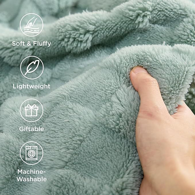 Luxurious Textured Fleece Throw Blanket Bowlift