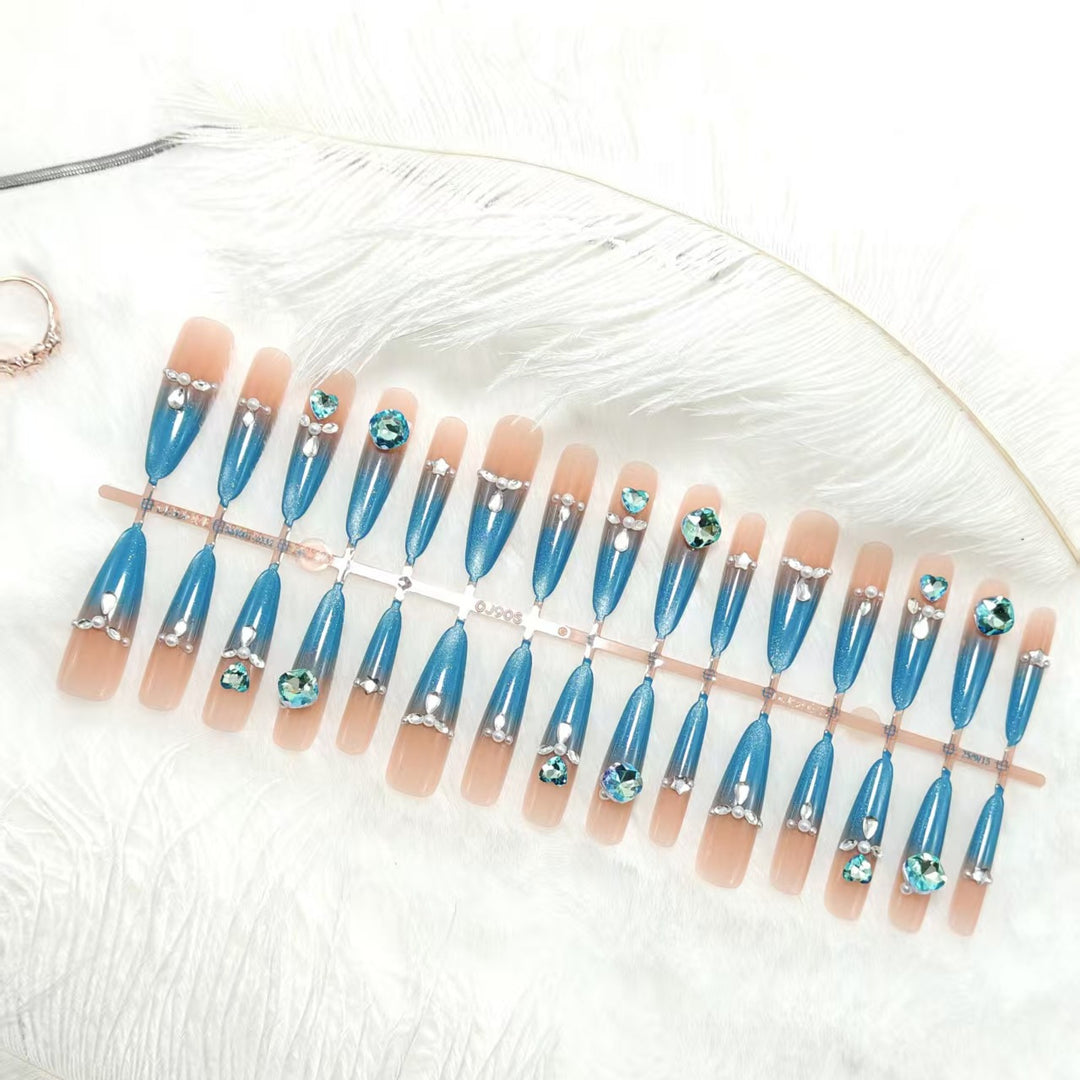 Glamorous artificial nails with sparkling rhinestone elements Bowlift