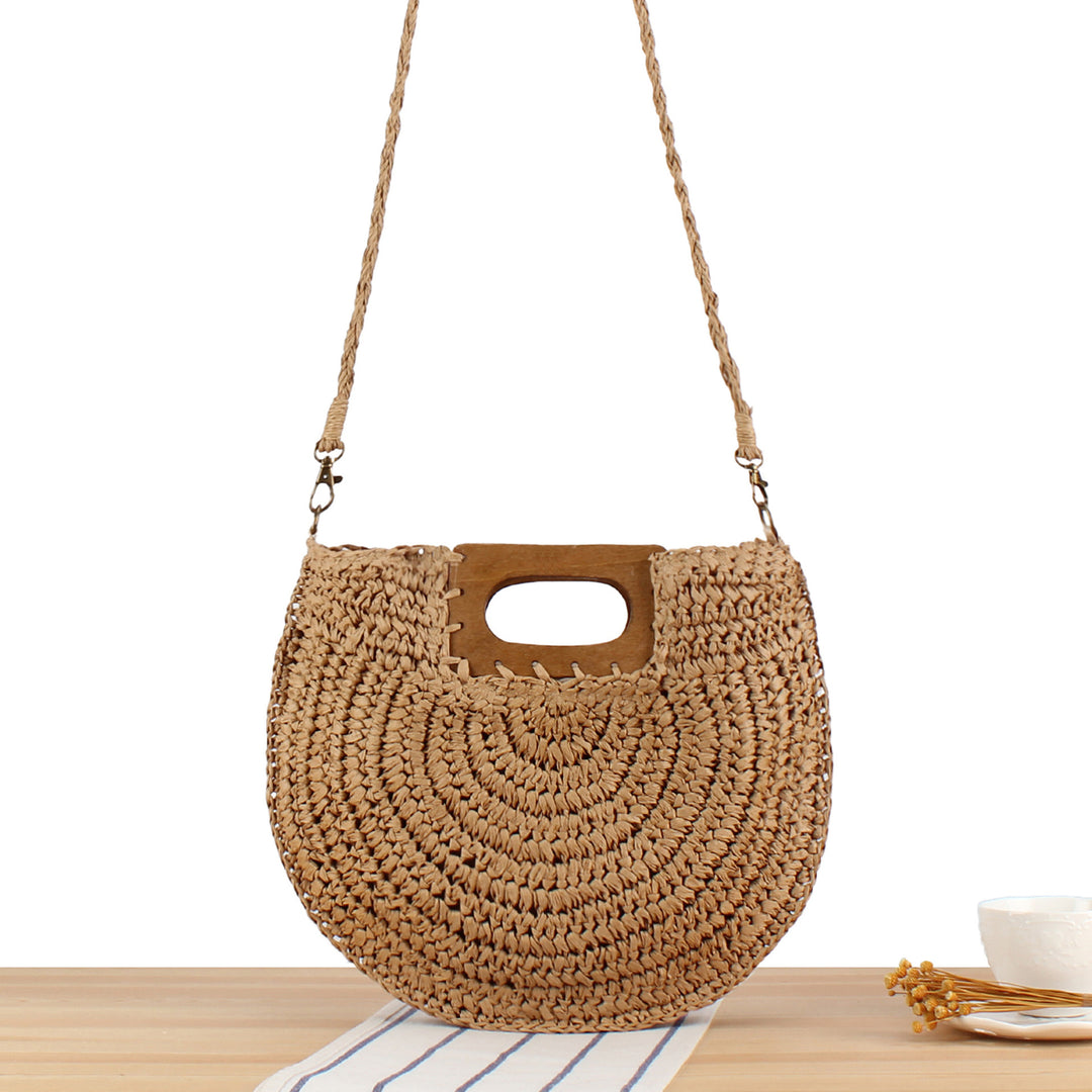 Macrame Crossbody Bag with Wooden Handle Bowlift