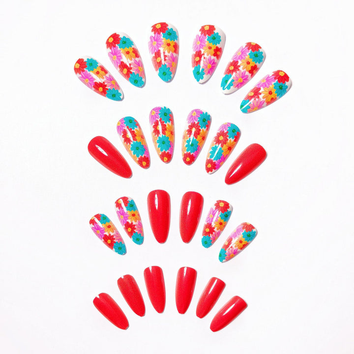 Artistic Summer Floral Acrylic Nail Art Bowlift
