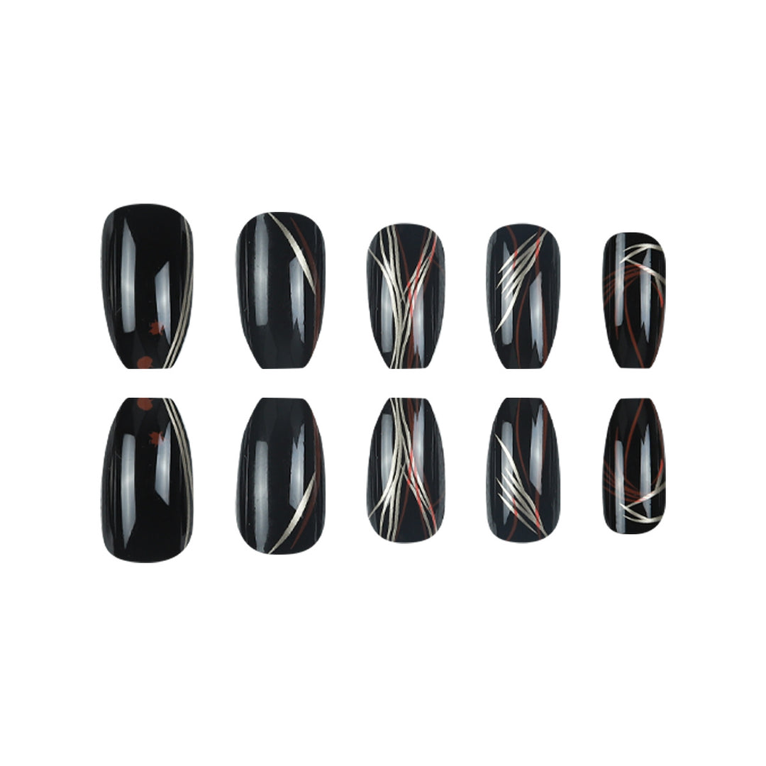 Stylish Stiletto Press-On Nails with Abstract Design Bowlift