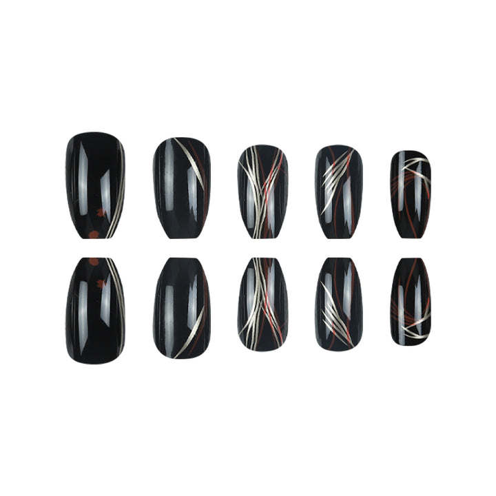 Stylish Stiletto Press-On Nails with Abstract Design Bowlift
