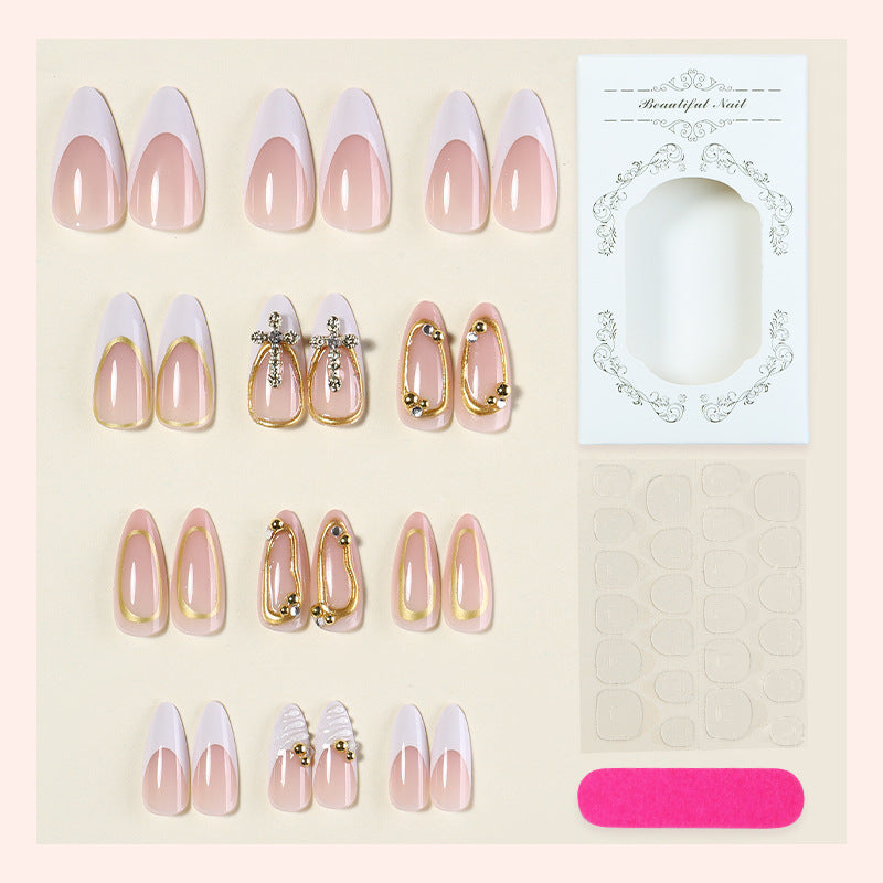 Artistic Press-On Nail Set with Elegant Design Accents Bowlift
