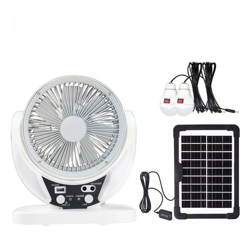 Unisex portable solar fan and lighting set with battery and USB charging function Bowlift