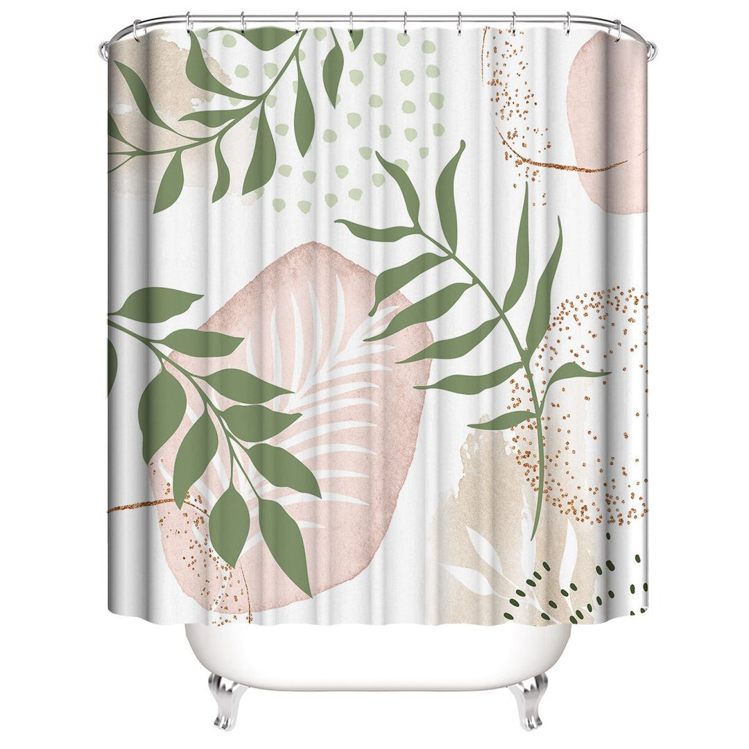 Tropical Leaf Print Shower Curtain Bowlift
