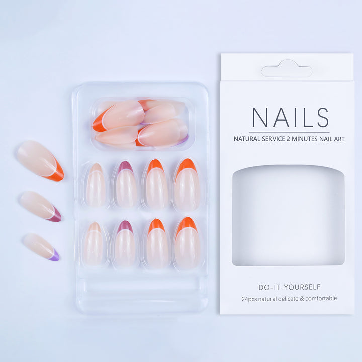 Artificial nails with modern gradient and graphic accents Bowlift