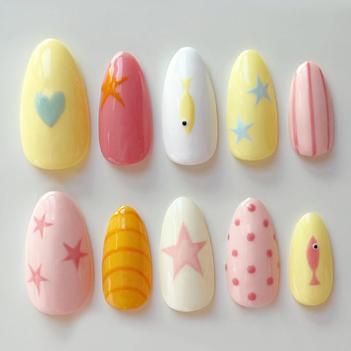 Creative Cartoon-Themed Press-On Nail Collection Bowlift
