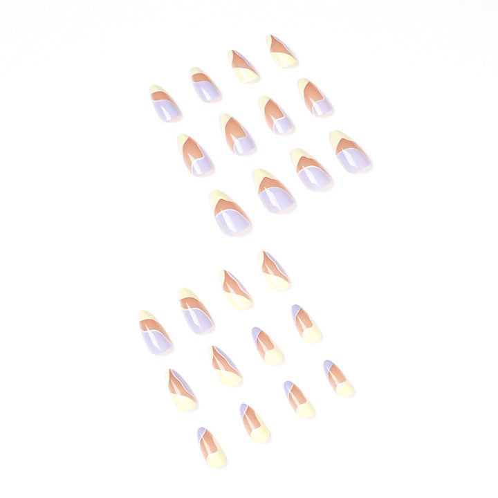 Artful Nail Extensions with Wave Design and Colorful Accents Bowlift