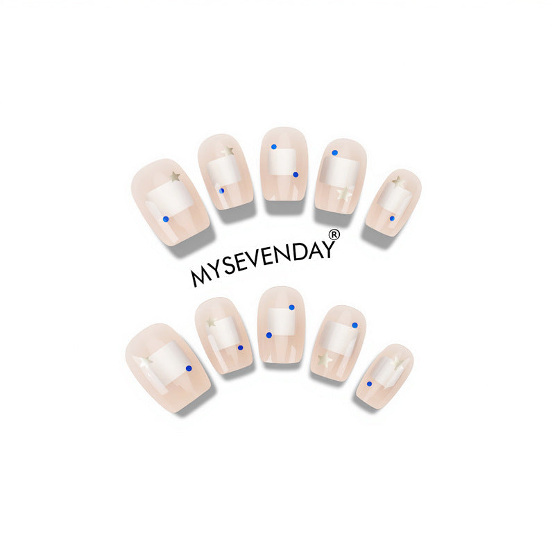 Elegant Press-On Nail Art Set with Star and Dot Designs Bowlift