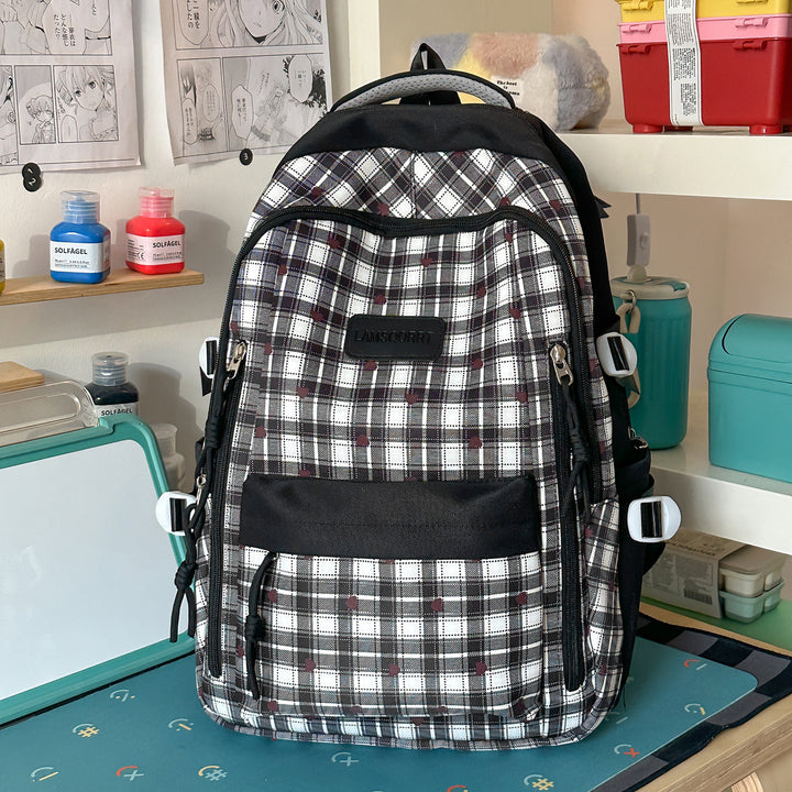 Multi-Functional Checkered Backpack Bowlift