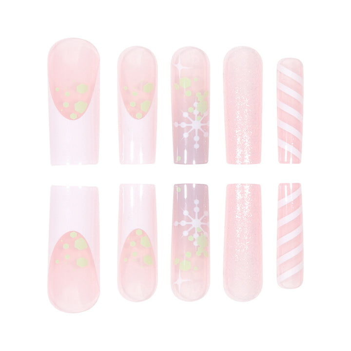 Festive Glittery Press-On Nails Bowlift