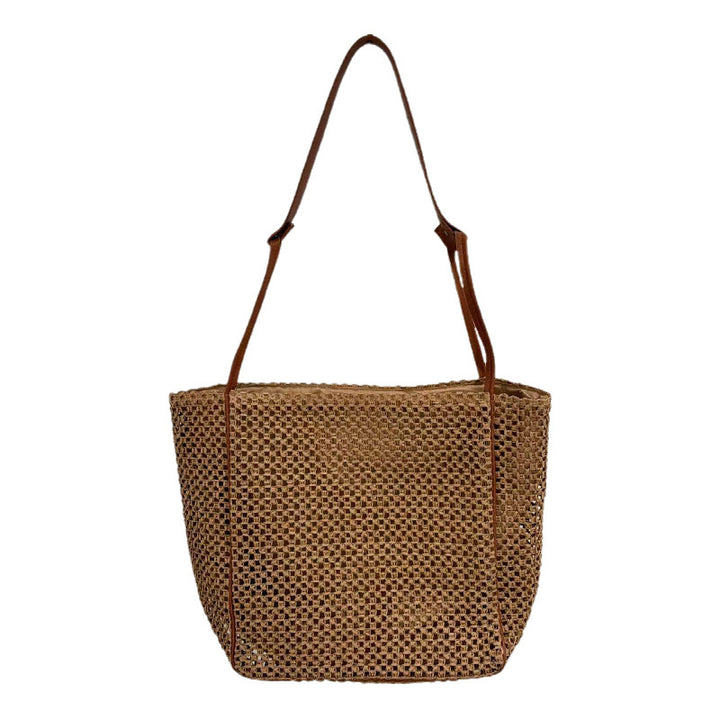 Fashionable mesh tote bag with leather handles Bowlift