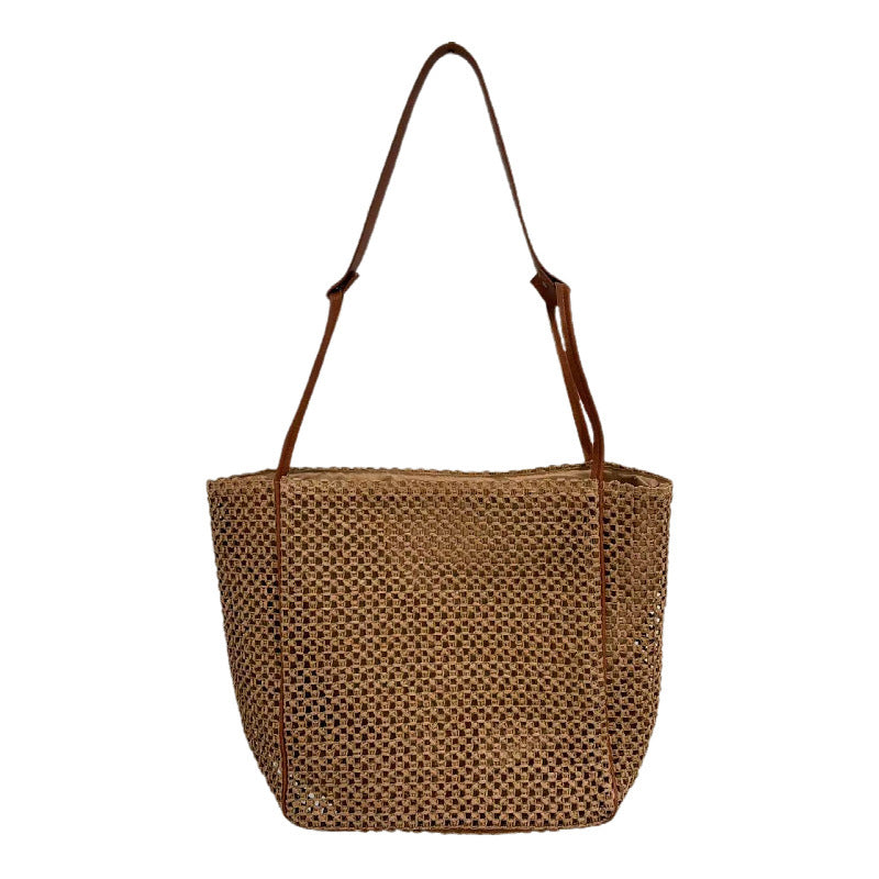 Handmade mesh tote bag with leather accents Bowlift