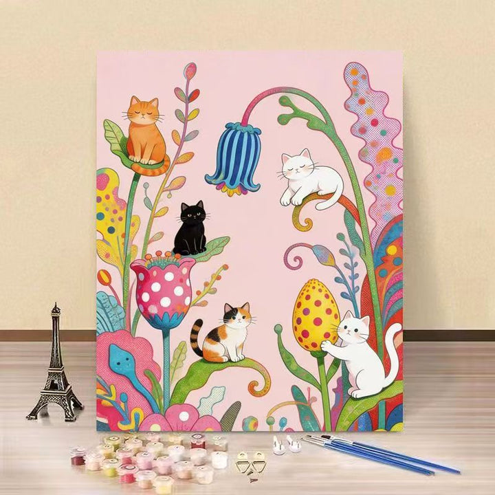 Cat-Themed DIY Paint by Numbers Canvas Kit Bowlift