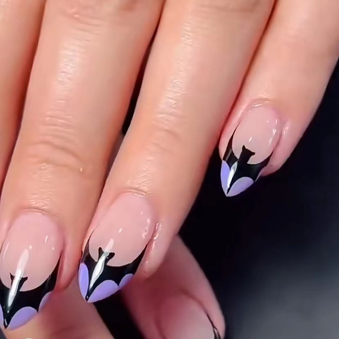Artistic Stiletto Press-On Nails with Decorative Design Bowlift