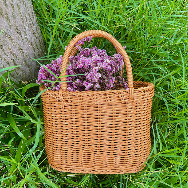 Stylish Handwoven Wicker Picnic Basket Bowlift
