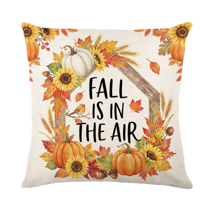 Autumn Harvest Linen-Texture Decorative Throw Pillow