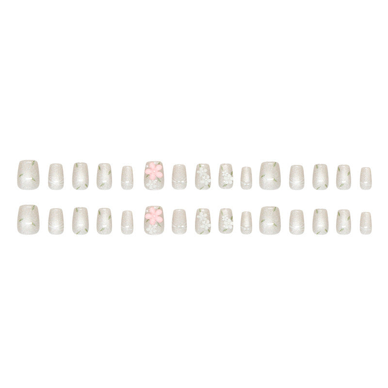 Floral Embellished Press-On Nail Art Bowlift