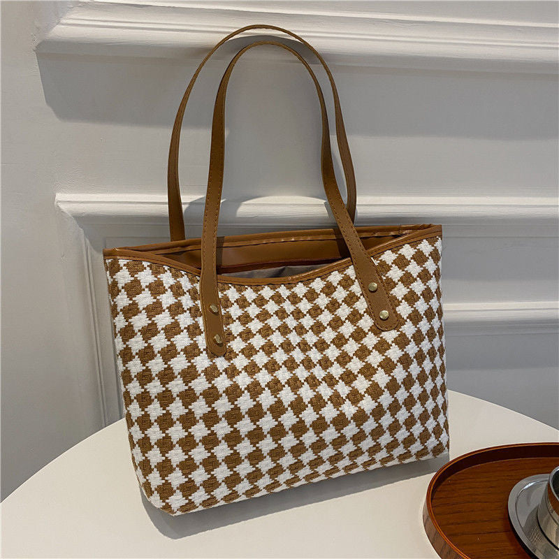 Woven Pattern Beach Tote Bag Bowlift