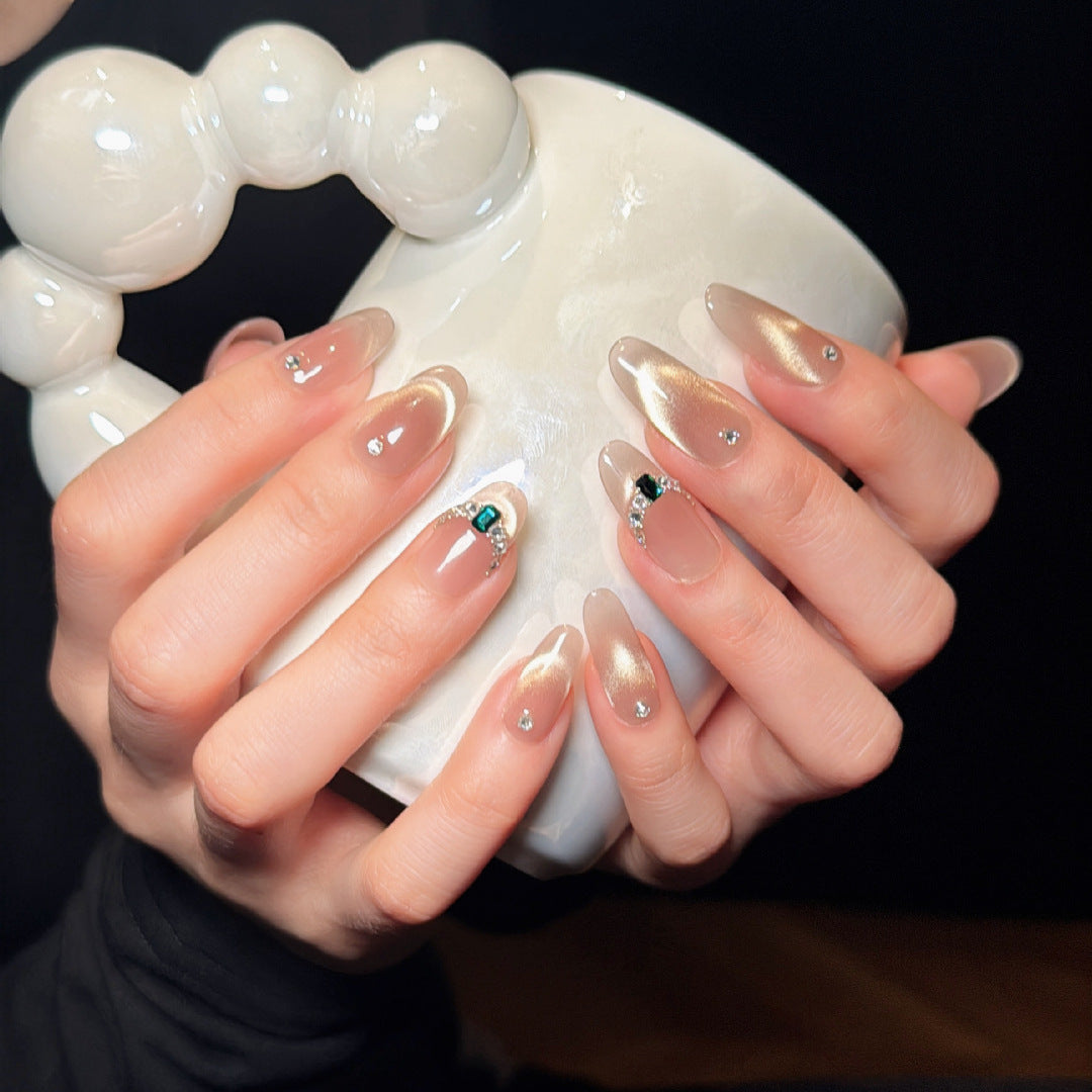Elegant Rhinestone Ombre Press-On Nails Bowlift