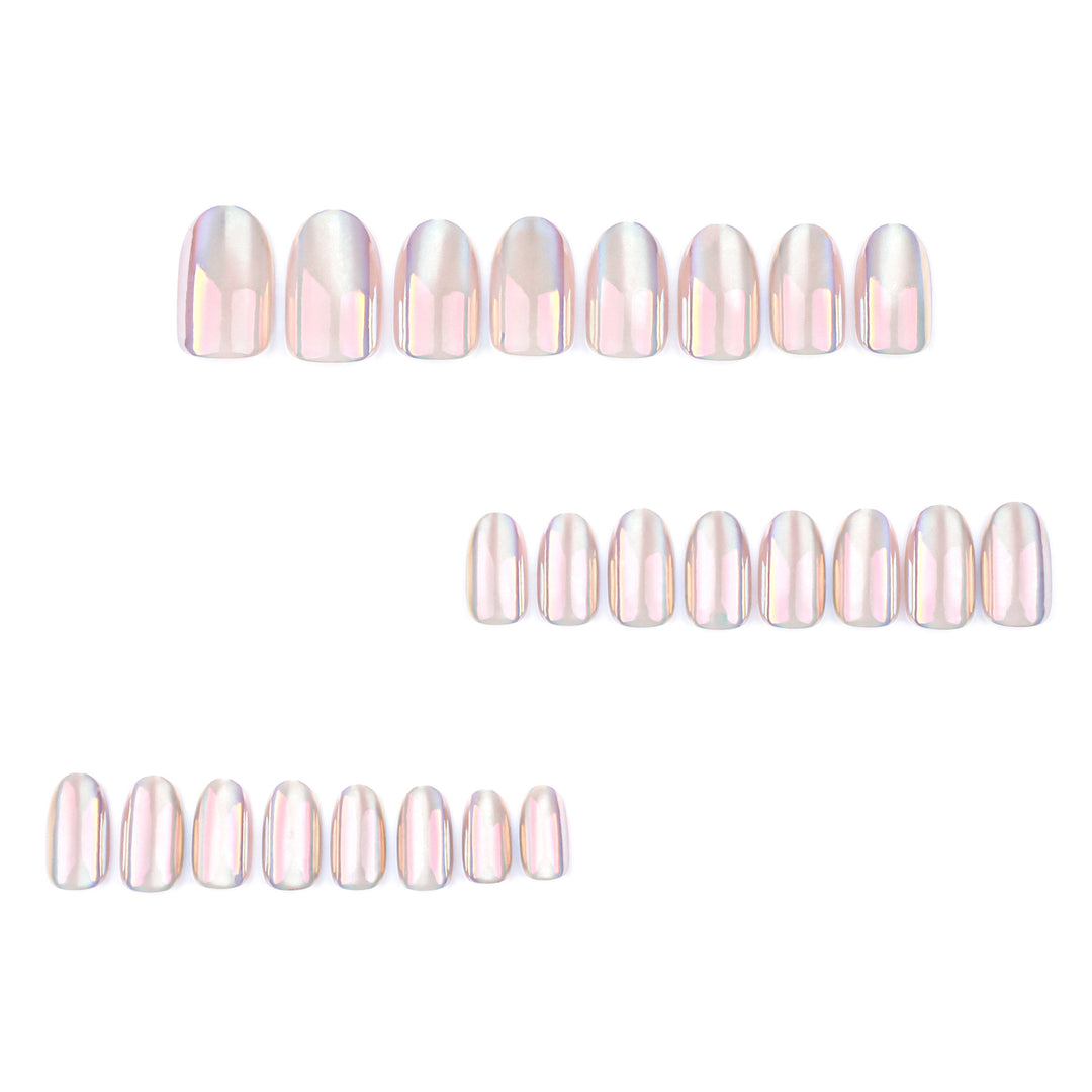 Trendy Nail Extensions with Shimmering Gradient Bowlift