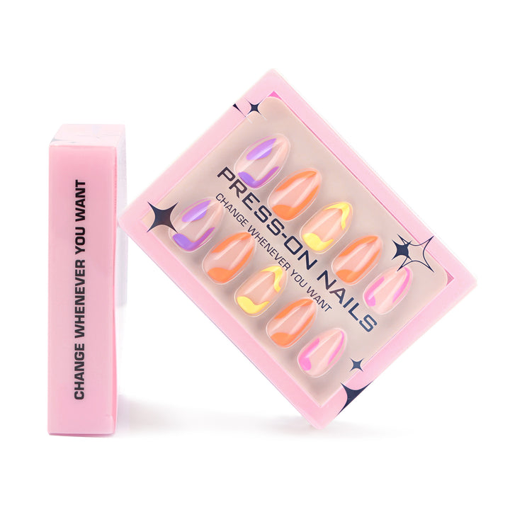 Gradient Color Artificial Nails Bowlift
