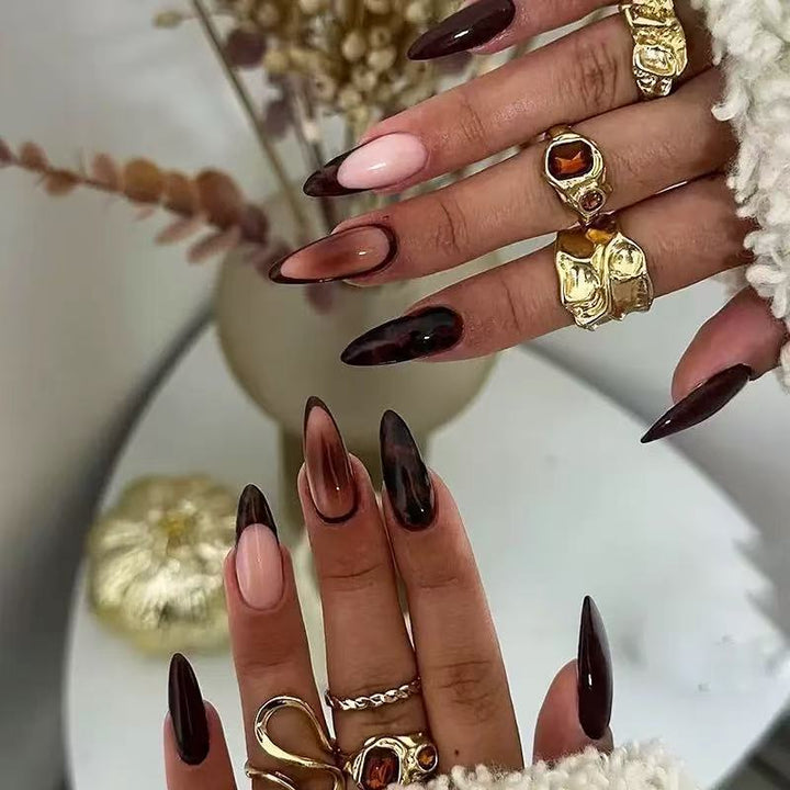 Acrylic nail set with stylish stiletto design and exciting color gradient Bowlift