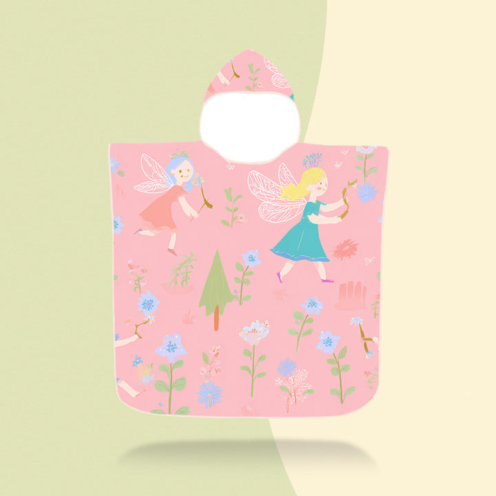 colorful hooded poncho with robot motif Bowlift