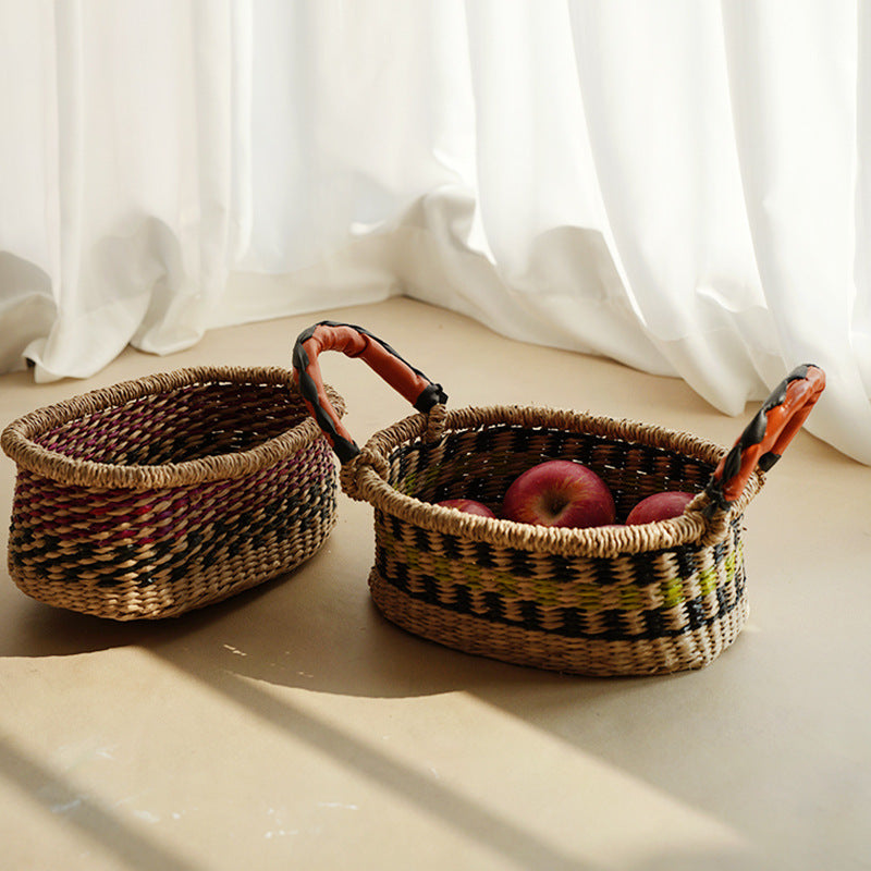 Women handwoven basket with colorful accents Bowlift