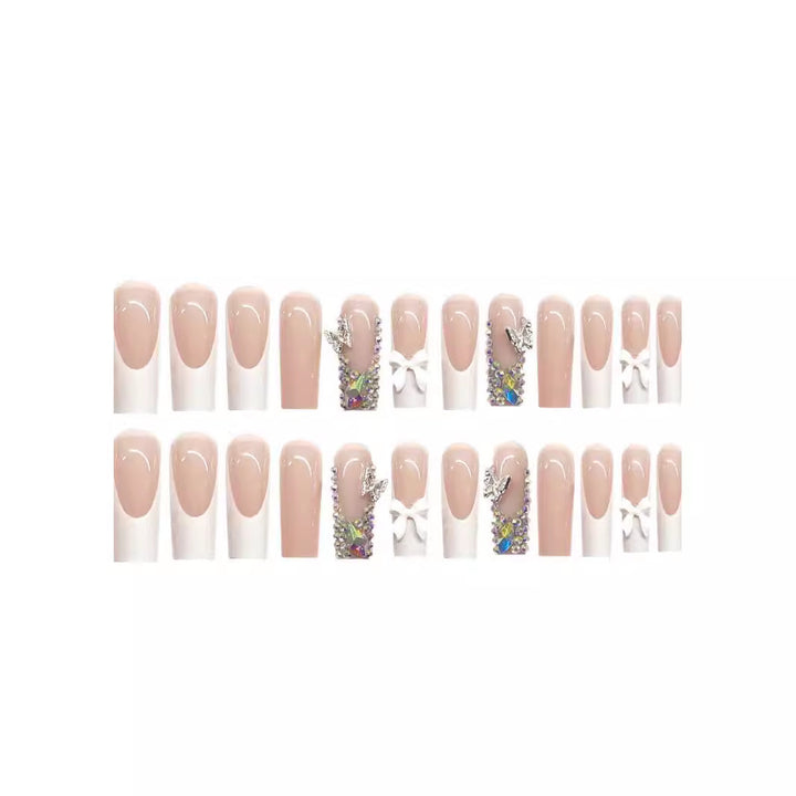 Elegant 3D Crystal-Embellished Acrylic Nail Extensions Bowlift