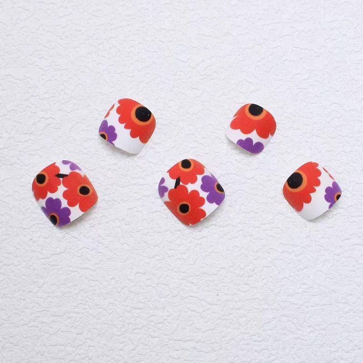 Creative Floral Print Press-On Toenails Bowlift