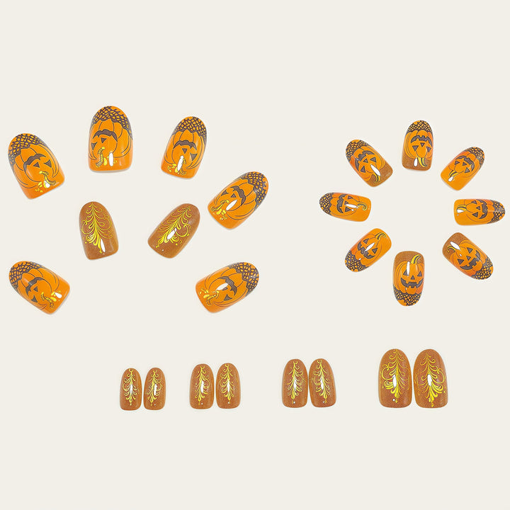 Halloween Artificial Nails with Creepy Pumpkin Design Bowlift