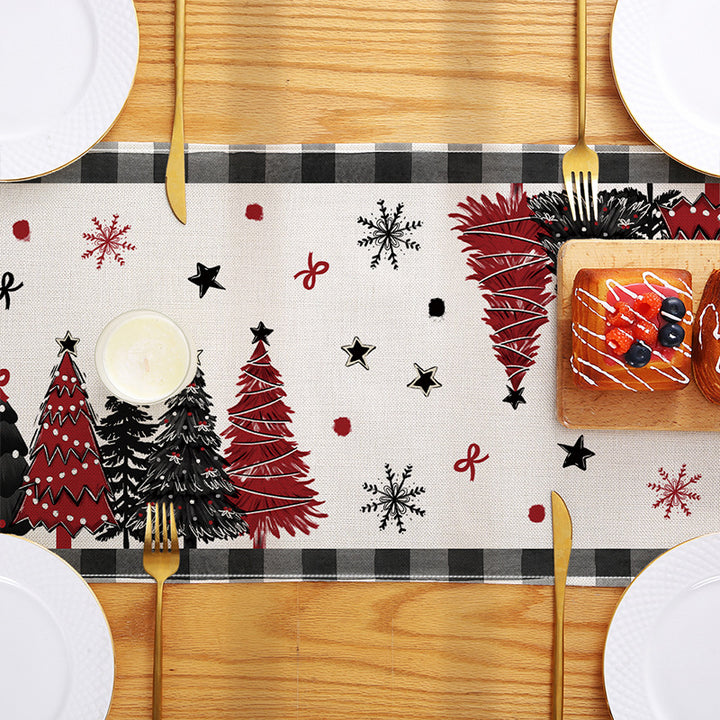 Festive Cotton-Linen Gingerbread Holiday Table Runner
