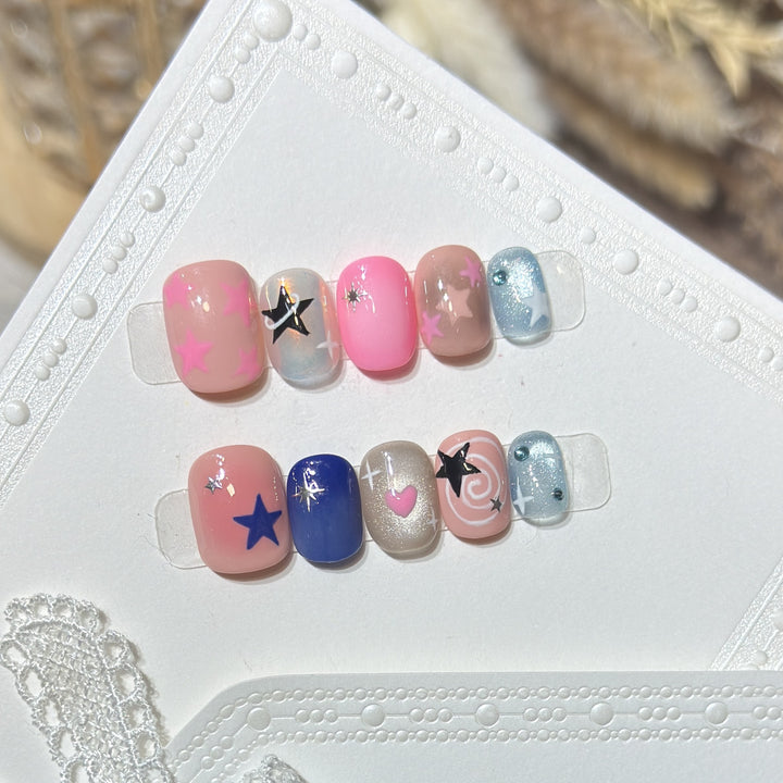Decorative Nail Art Set with Star and Heart Accents Bowlift