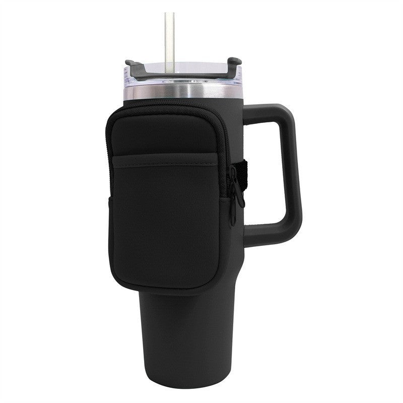 Unisex cup holder with practical pocket Bowlift