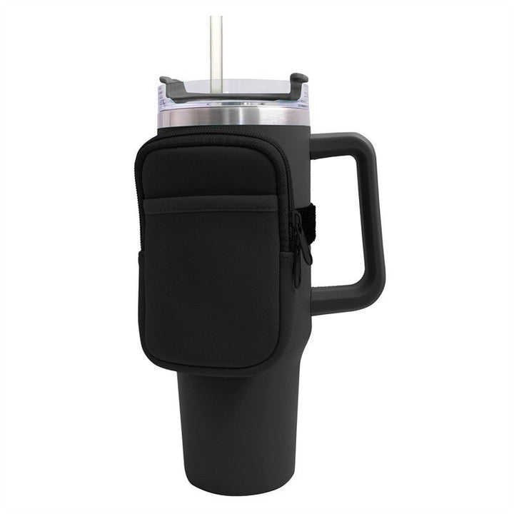Unisex cup holder with practical pocket Bowlift