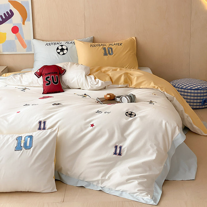 Soccer-Themed Soft Cotton Duvet Cover Set