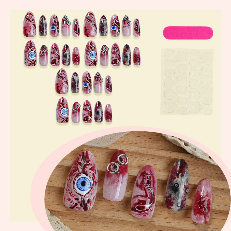 Artistic Theme Press-On Nails Set with Unique Design Elements Bowlift