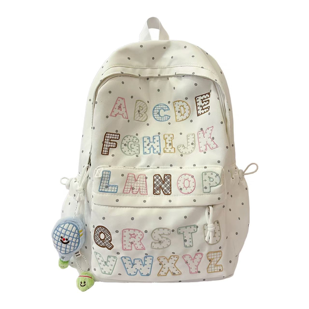 Backpack with Innovative ABC Motif and Multifunctional Pockets Bowlift