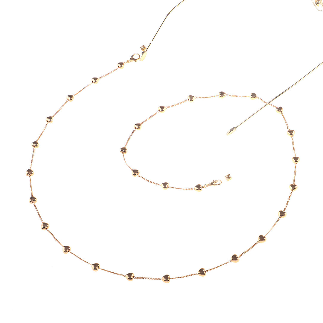 Fashionable glasses strap made of stainless steel with heart pendants Bowlift