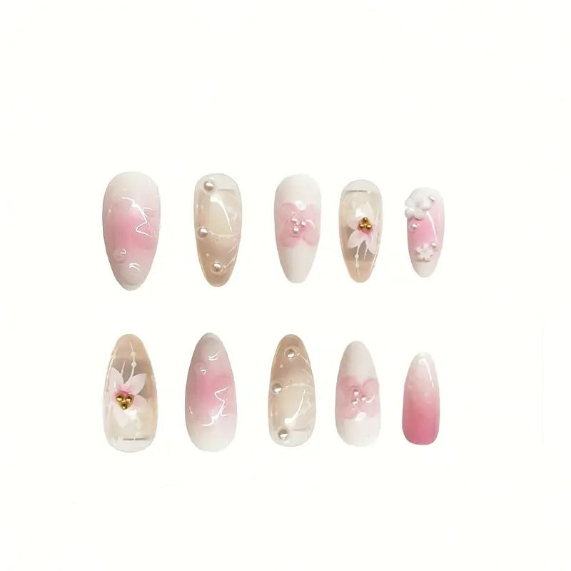 Decorative Floral Acrylic Nail Art Enhancements Bowlift