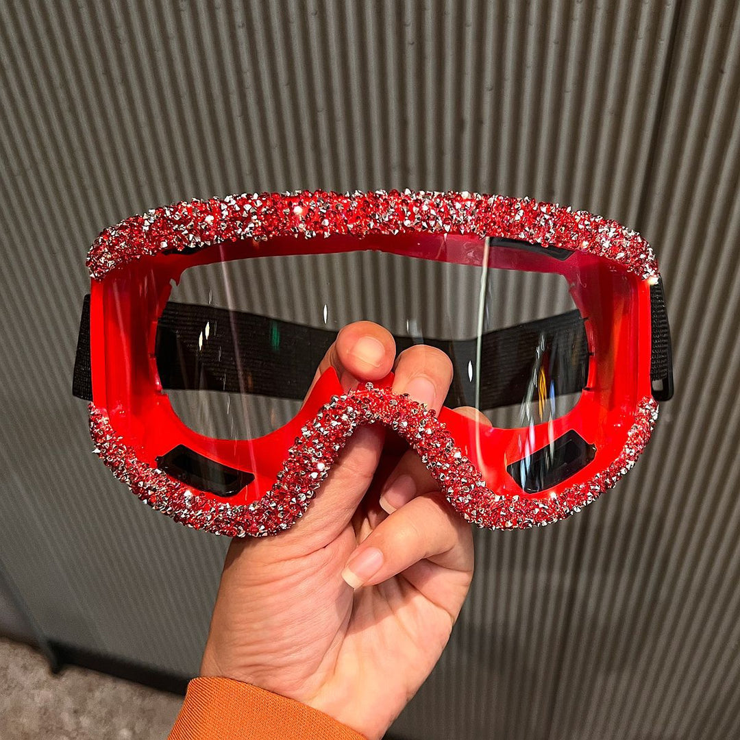 Ladies glamorous ski goggles with sparkling crystal frame Bowlift