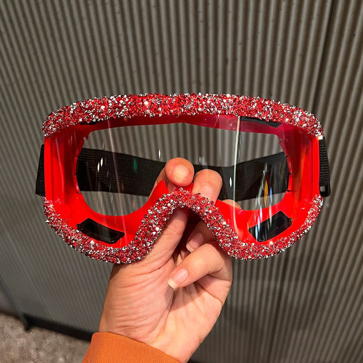 Ladies glamorous ski goggles with sparkling crystal frame Bowlift