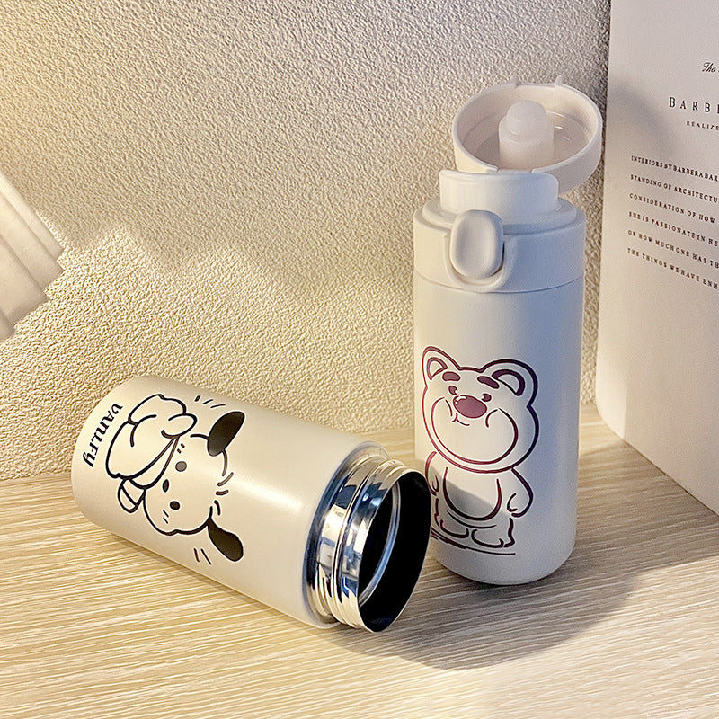 Women's Insulated Drinking Bottle with Secure Screw Cap and Elegant Flower Design Bowlift