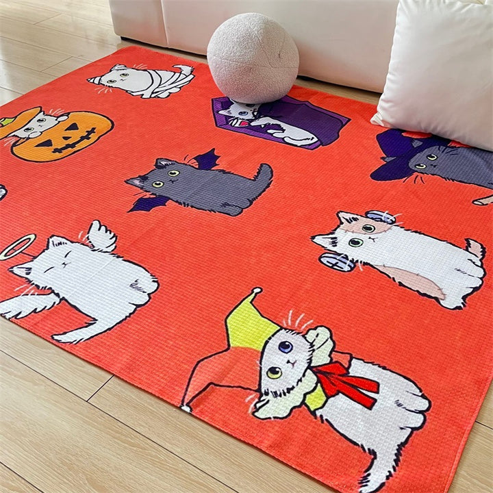 Cartoon Cat-Themed Cozy Throw Blanket