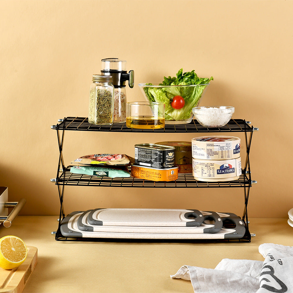 Foldable Kitchen Rack Made of Sturdy Metal Grid Bowlift