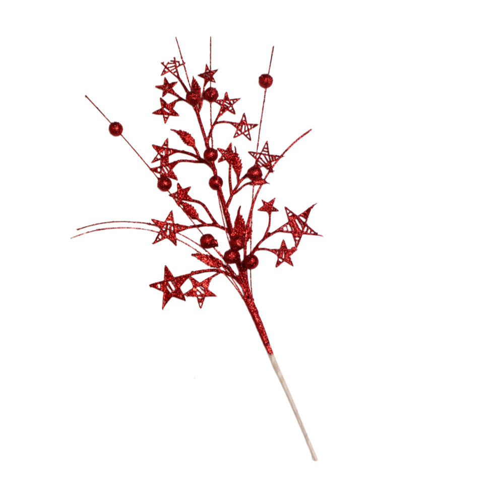 Unisex decorative deco branch with star and berry appliqués, flexible branch structure Bowlift