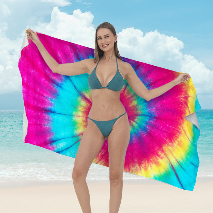 Beach towel with vibrant tropical plant motif Bowlift