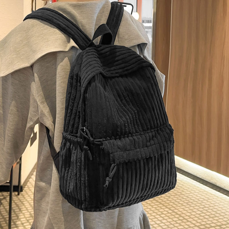 Textured Ribbed Casual Backpack Bowlift